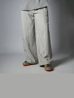 HOP HEAD - Ivory Pinstripe Wide Pant