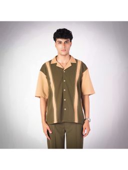 HOP HEAD - Olive Cotton Blend Colorblock Shirt