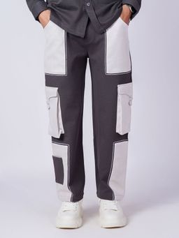 HOP HEAD - Men Grey Suede Solid Straight Cargo Pant