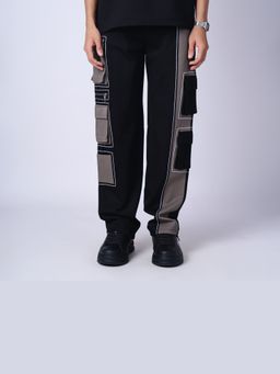 HOP HEAD - Men Black Cotton Solid Straight Cargo Pant
