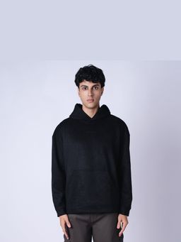 HOP HEAD - Men Black Suede Solid Hoodie