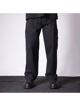 HOP HEAD - Unisex Black Pure Cotton Solid Straight Cargo Pant