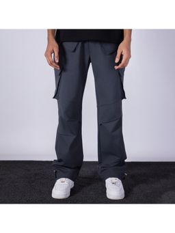 HOP HEAD - Men Charcoal Cotton Blend Solid Straight Cargo Pant