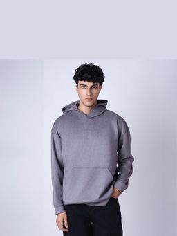 HOP HEAD - Men Charcoal Suede Solid Hoodie