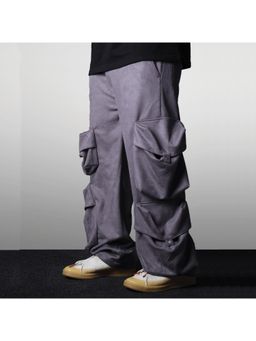 HOP HEAD - Unisex Charcoal Suede Solid Wide Cargo Pant