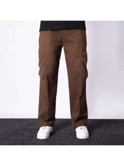 HOP HEAD - Unisex Brown Cotton Solid Wide Cargo Pant