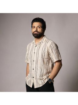 HOP HEAD - Ivory Cotton Self Design Shirt