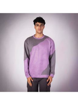 HOP HEAD - Men Purple Suede Colorblock Sweatshirt