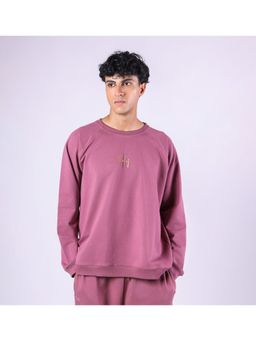 HOP HEAD - Men Mauve Cotton Solid Sweatshirt
