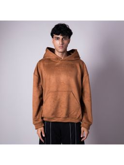 HOP HEAD - Men Brown Suede Solid Hoodie