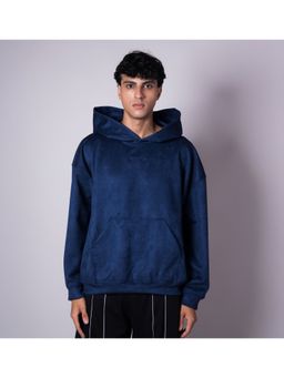 HOP HEAD - Men Blue Suede Solid Hoodie