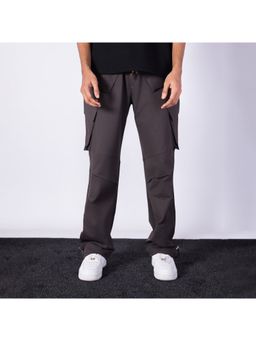 HOP HEAD - Men Brown Cotton Blend Solid Straight Cargo Pant