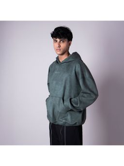 HOP HEAD - Men Green Suede Solid Hoodie