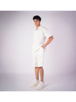 HOP HEAD - Hophead Men White Polycotton Embroidered Shirt with Short