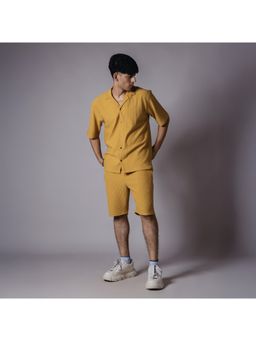 HOP HEAD - Hophead Men Mustard Cotton Textured Shirt with Short