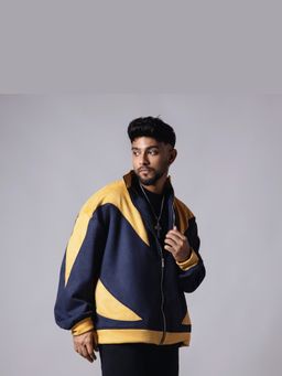 HOP HEAD - Hophead Men Multi-Color Suede Colorblock Bomber Jacket
