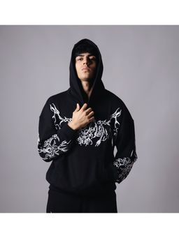 HOP HEAD - Men Black Cotton Graphic Hoodie