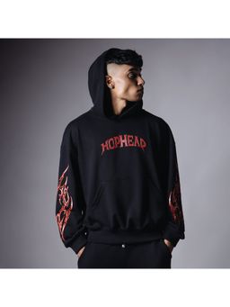 HOP HEAD - Unisex Black Cotton Graphic Hoodie