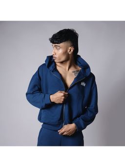 HOP HEAD - Men Blue Cotton Solid Hoodie