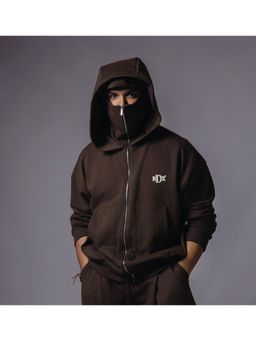 HOP HEAD - Men Brown Cotton Solid Hoodie