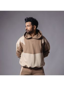 HOP HEAD - Men Brown Cotton Colorblock Hoodie