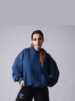 HOP HEAD - Unisex Blue Cotton Solid Hoodie