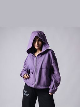 HOP HEAD - Unisex Purple Cotton Solid Hoodie