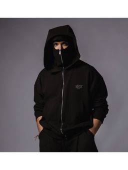 HOP HEAD - Men Black Cotton Solid Hoodie
