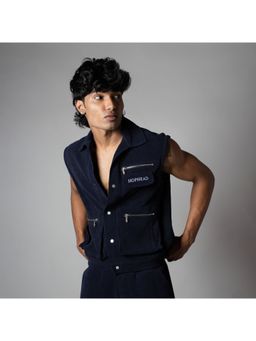 HOP HEAD - Hophead Men Navy Blue Cotton Solid Jacket