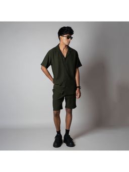 HOP HEAD - Hophead Men Green Pure Cotton Textured Shirt with Short