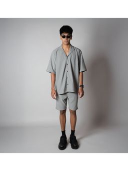 HOP HEAD - Hophead Men Grey Cotton Textured Shirt with Short