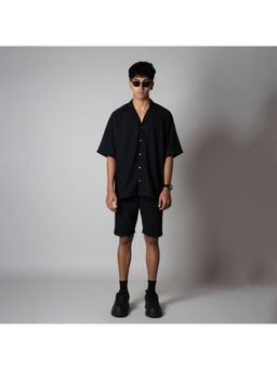 HOP HEAD - Hophead Men Black Cotton Textured Shirt with Short