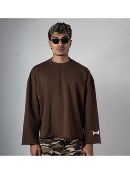 HOP HEAD - Men Brown Terry Solid Sweatshirt