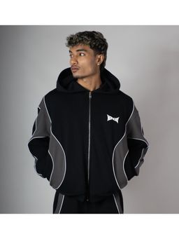 HOP HEAD - Men Black Cotton Colorblock Hoodie