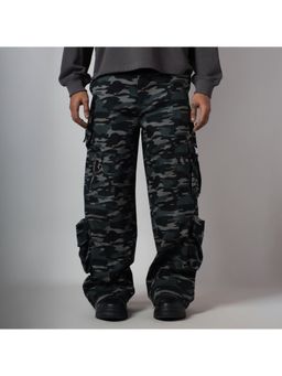 HOP HEAD - Men Blue Denim Camouflage Wide Cargo Pant