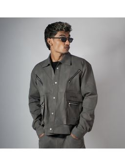 HOP HEAD - Hophead Men Grey Cotton Solid Jacket