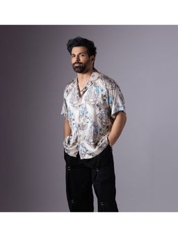 HOP HEAD - Cream Satin Printed Shirt