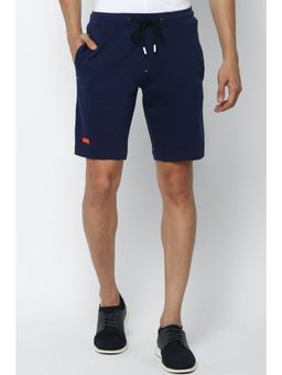 Allen Solly - Mens Navy Blue Solid Slim Fit Shorts