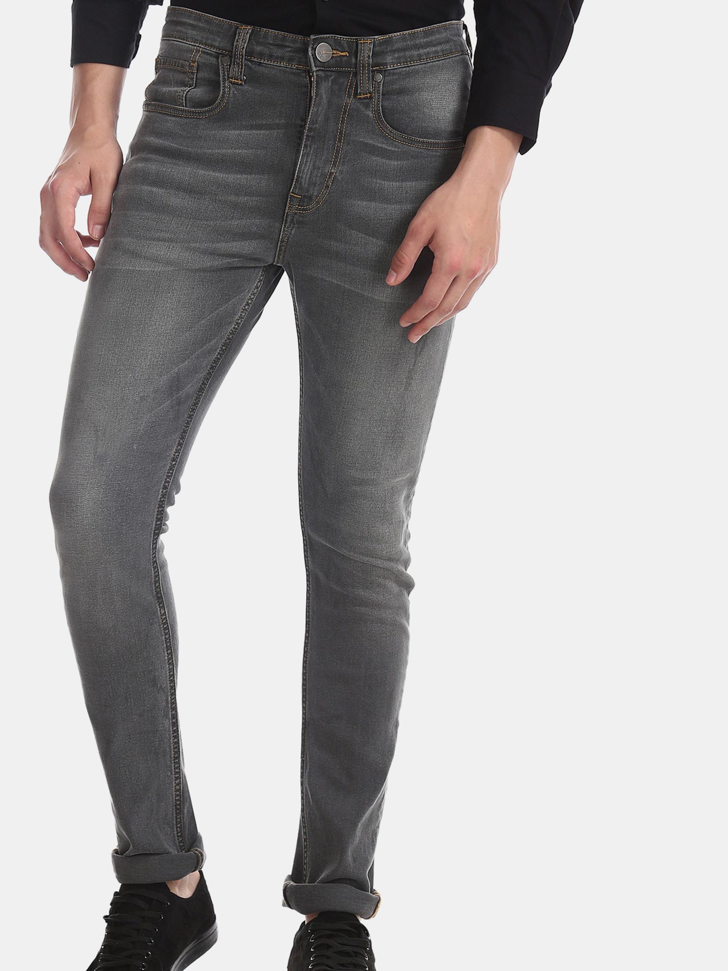 Buy AD By Arvind Men Blue Slim Fit 