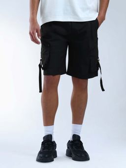Flying Machine - Black Regular Fit Cargo Non Denim Shorts