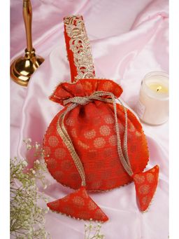 SWABHIMANN - Ismat Orange Chanderi Potli Bag
