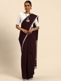 ArtEastri - Women Woven Brown Saree with Unstitched Blouse