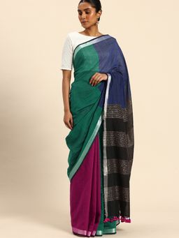 ArtEastri - Women Colorblock Multi-Color Saree Without Blouse