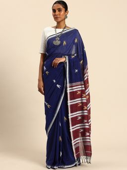 ArtEastri - Women Woven Blue Saree Without Blouse