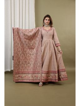 Kidar - Pink Floral Sweetheart Anarkali Kurta with Pant and Dupatta
