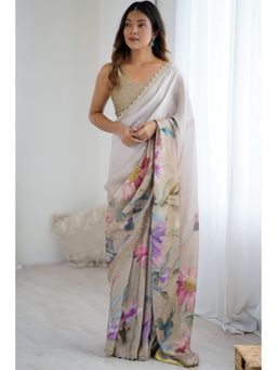 SGF11 - Women Floral Printed Multi-Color Saree with Unstitched Blouse