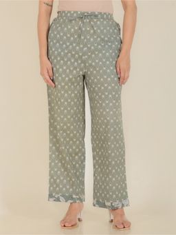 ARAMYA - Women Soft Cotton Butti Green Pant
