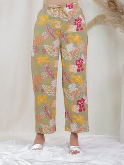 ARAMYA - Women Soft Cotton Foliage Olive Pant