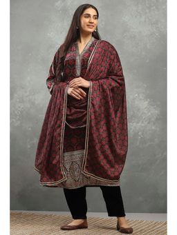 Rangriti - Women Floral Printed Straight Black Kurta with Pant and Dupatta