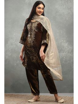 Rangriti - Women Polyester Embroidered Green Kurta with Pant and Dupatta